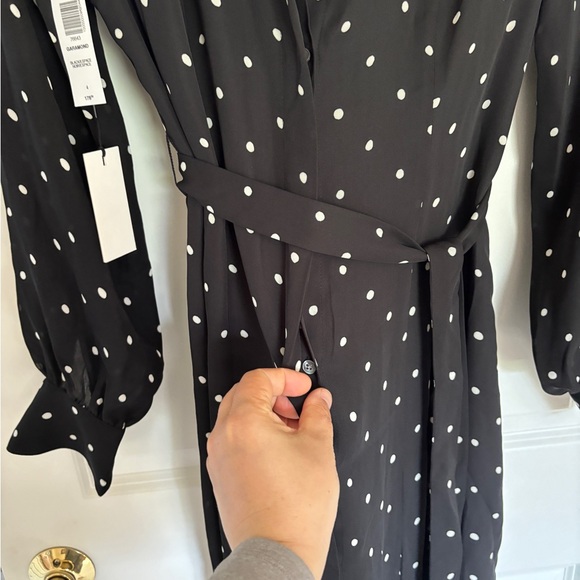 Babaton Black and White Long Sleeve Sundress with Notched Collar - Picture 6 of 8